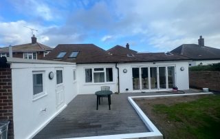 Rear house extension with patio oprington